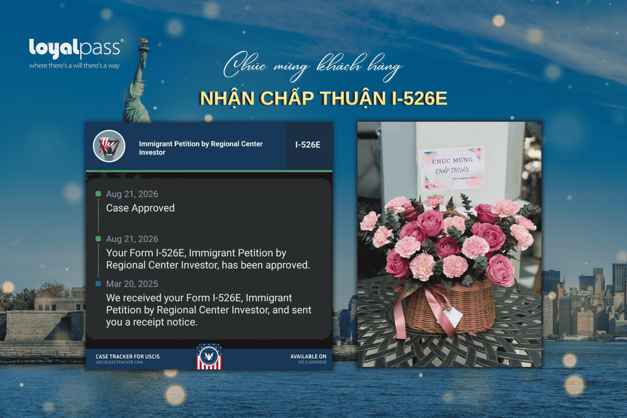 Thêm một hồ sơ EB-5 được thực hiện thành công bởi đội ngũ Loyalpass. Hồ sơ I-526E đã chính thức được phê duyệt chỉ sau 14 ngày kể từ thời điểm thực hiện yêu cầu hành động, 17 tháng kể từ khi nộp đơn.